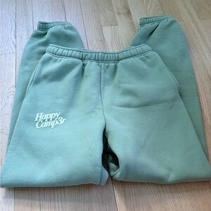 Happy Camper Sweatpants Size Small Green Fleece Joggers